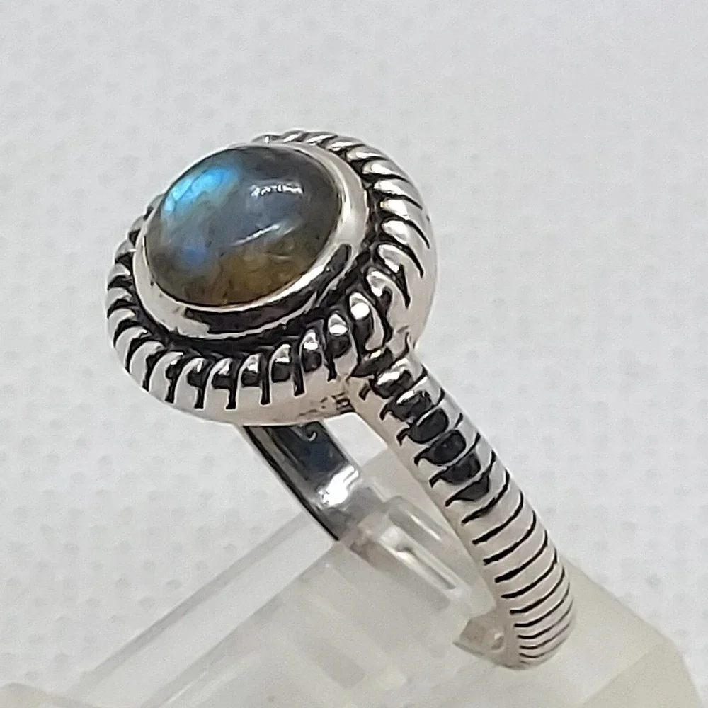 Labradorite Ring‎ 925 Sterling Silver size 7